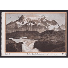 TIERRA DEL FUEGO TARJETA POSTAL DEL CAP POLONIO CON MATASELLO A BORDO DEL BARCO DE HSDG CON VISTA CANALES FUEGUINOS PATAGONIA